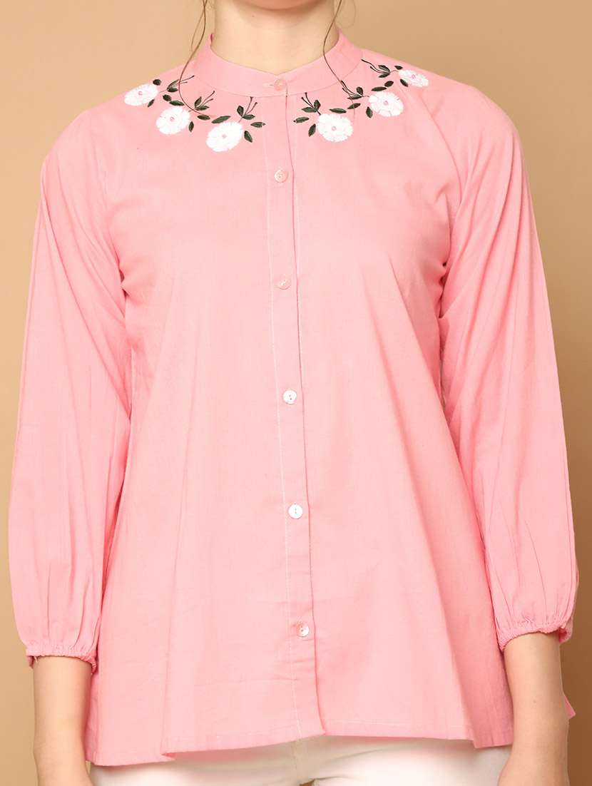 women solid three quarter sleeve ethnic top - 22357916 -  Standard Image - 4
