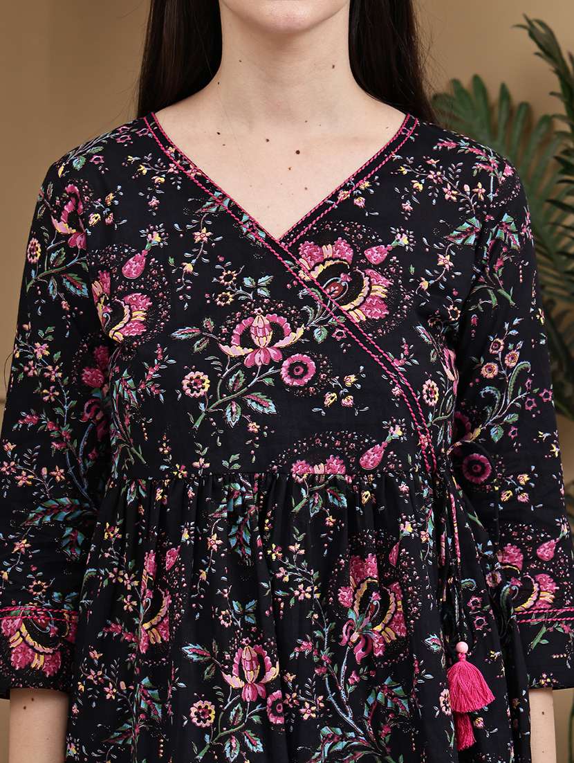 women floral three quarter sleeve ethnic top - 22357920 -  Standard Image - 4