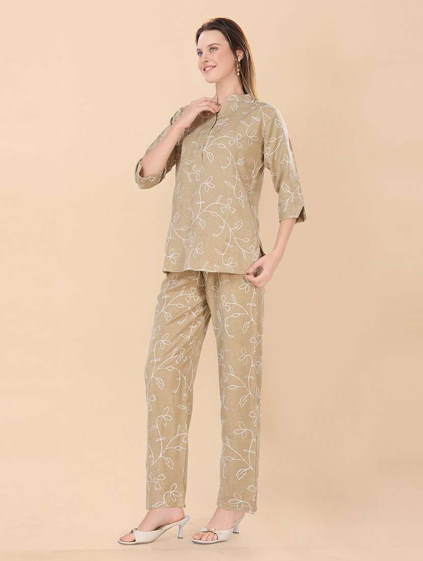 women embroidered top and trouser co-ord set - 22357969 -  Standard Image - 1