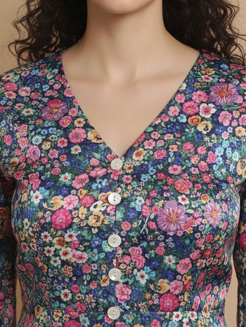 women floral print bishop sleeve top - 22357972 -  Standard Image - 4