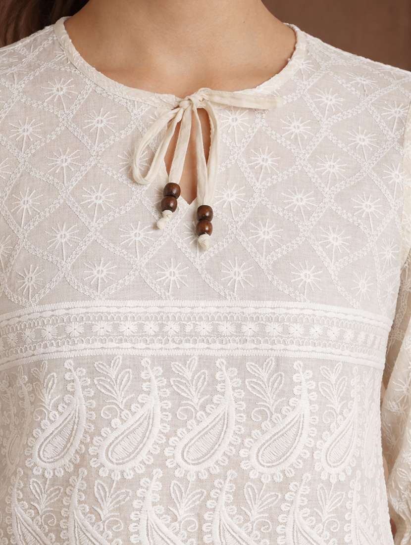 women embroidered puff sleeve straight top - 22357983 -  Standard Image - 4