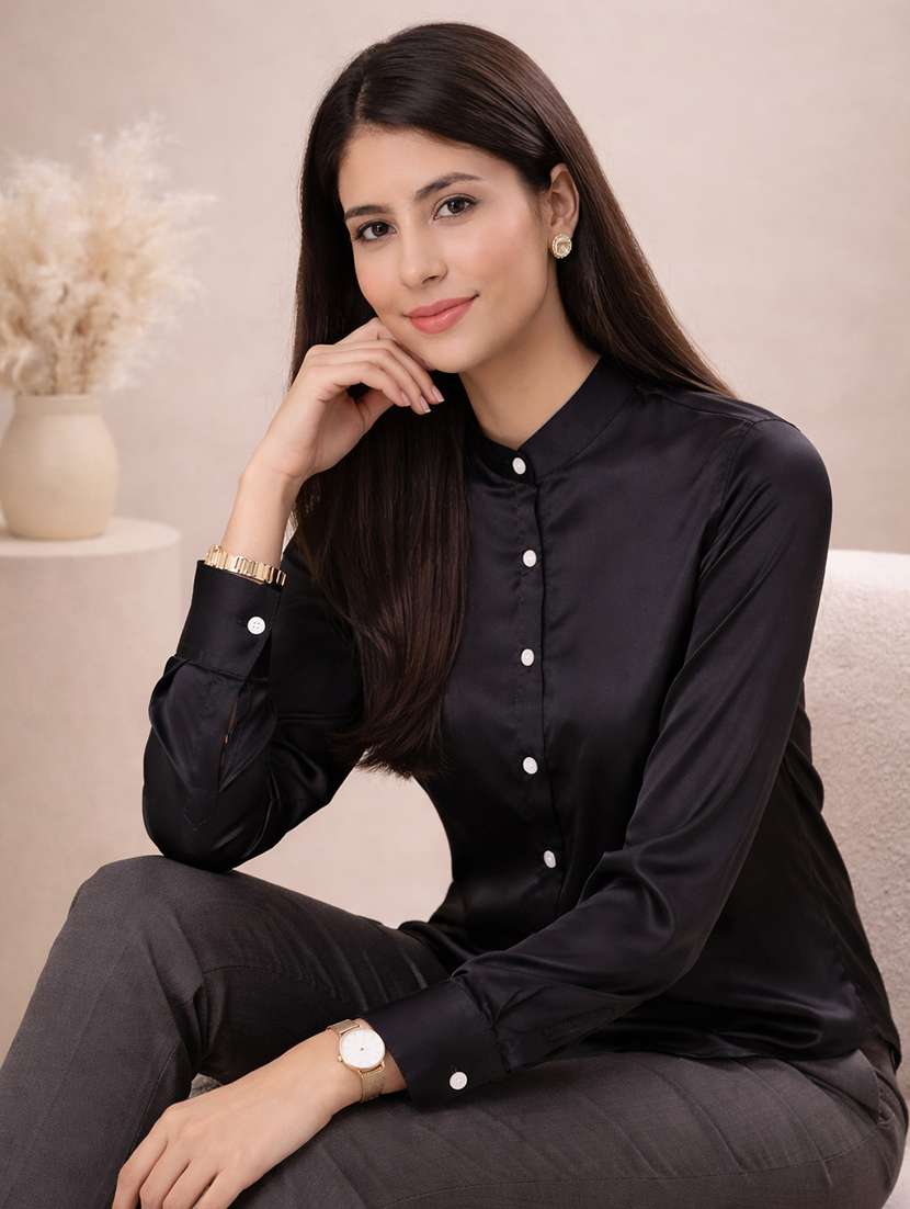 women solid long sleeve shirt top - 22357992 -  Standard Image - 1