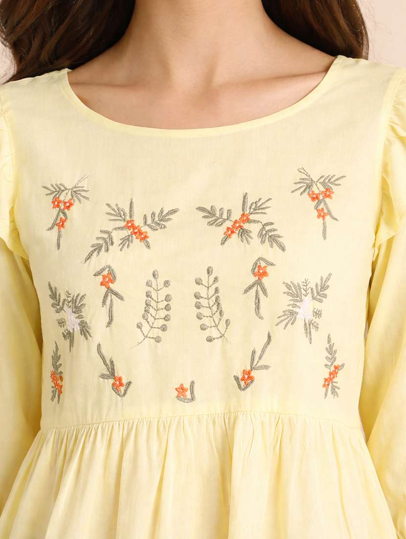 women embroidered round neck peplum top - 22357994 -  Standard Image - 4