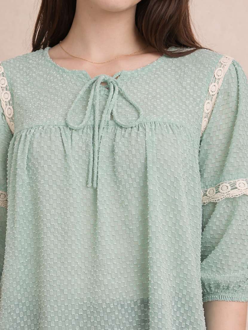 women self designed tie-up neck a-line top - 22357996 -  Standard Image - 4