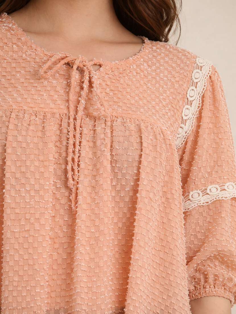 women self designed tie-up neck a-line top - 22357997 -  Standard Image - 4