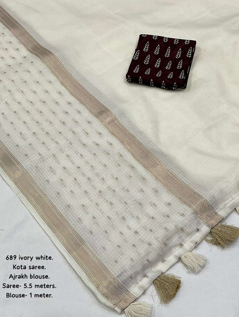 women solid kota doria saree with blouse - 22358009 -  Standard Image - 4