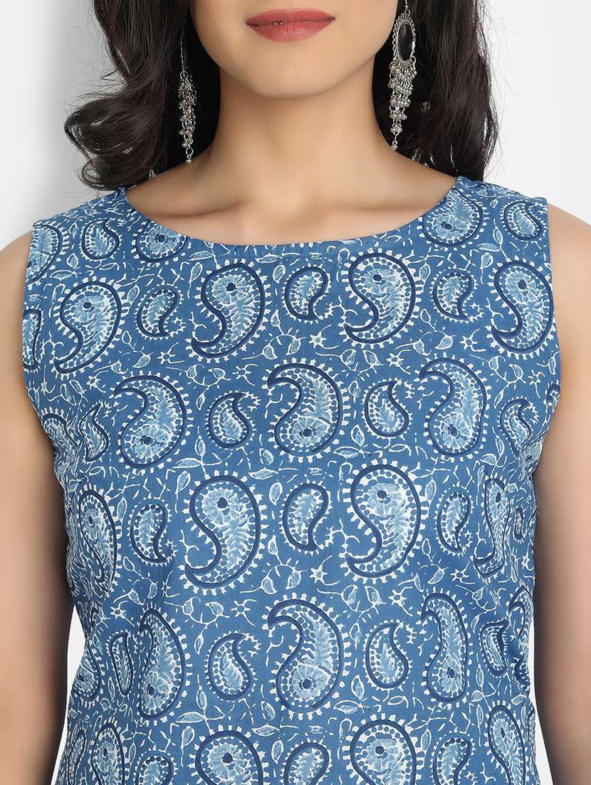 women paisley sleeveless straight kurta - 22358072 -  Standard Image - 4