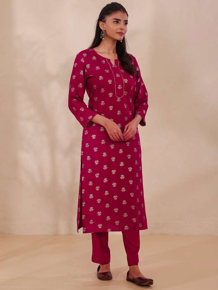 women printed three quarter sleeve straight kurta - 22358082 -  Standard Image - 1