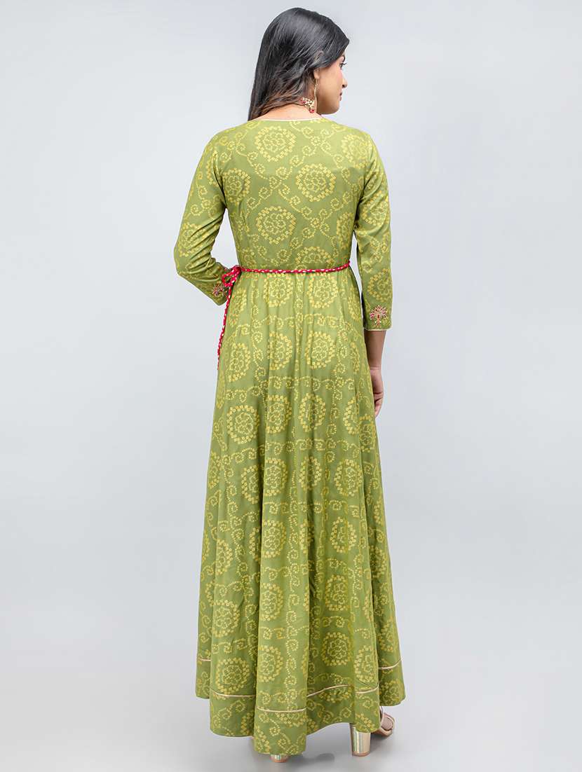 women foil printed three quarter sleeve ethnic dress - 22358139 -  Standard Image - 4