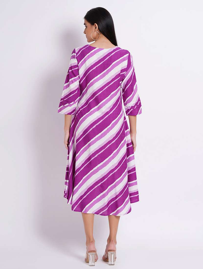 women leheriya three quarter sleeve a-line ethnic dress - 22358141 -  Standard Image - 4