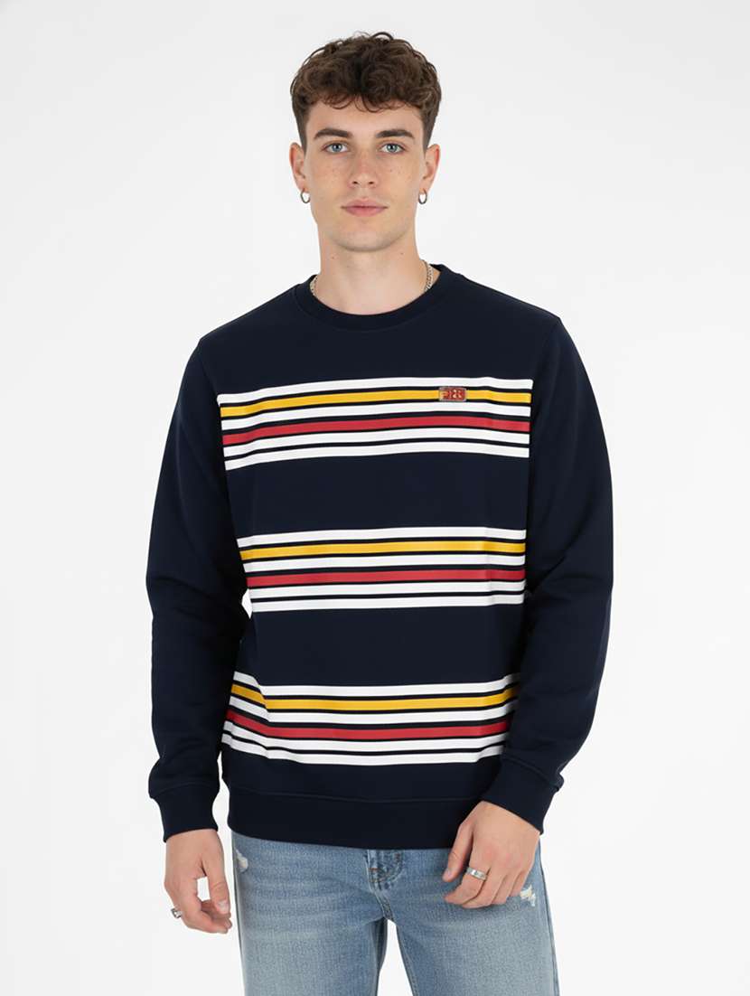 men striped long sleeve regular fit sweatshirt