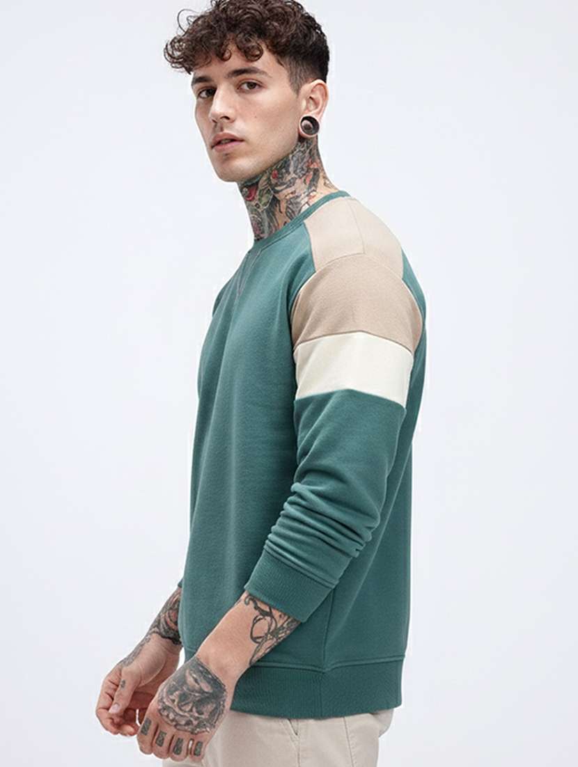 men color block long sleeve regular fit sweatshirt - 22358285 -  Standard Image - 1