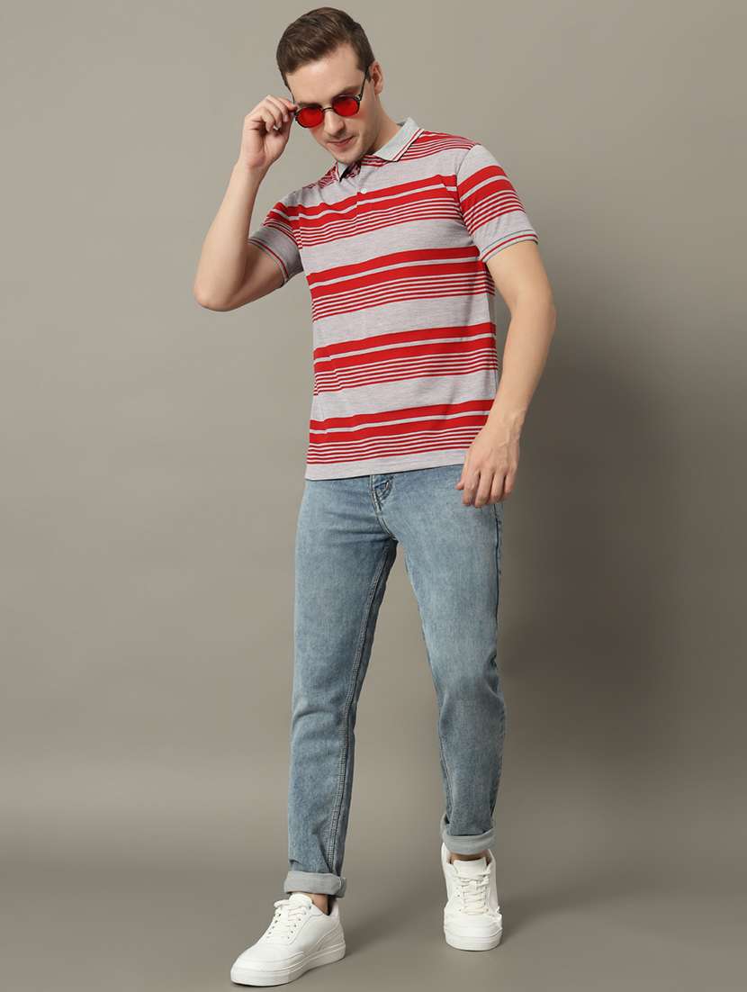 men striped short sleeve regular fit polo t-shirt - 22358338 -  Standard Image - 4