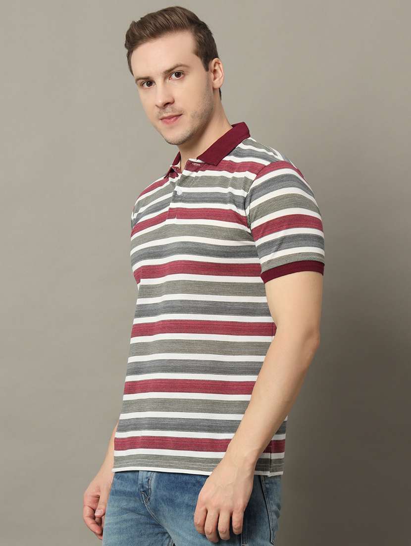 men striped short sleeve regular fit polo t-shirt - 22358344 -  Standard Image - 1