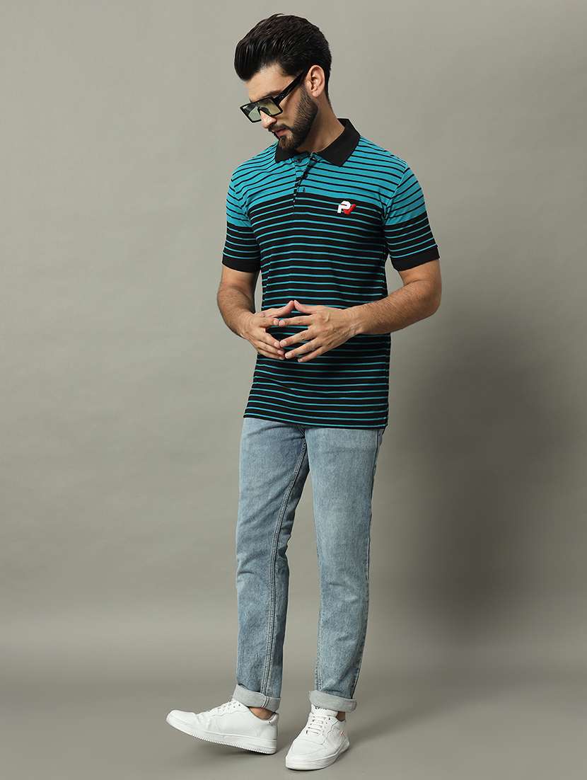men striped short sleeve regular fit polo t-shirt - 22358352 -  Standard Image - 4