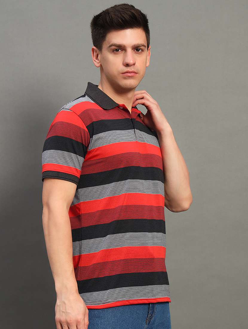 men striped short sleeve regular fit polo t-shirt - 22358438 -  Standard Image - 1