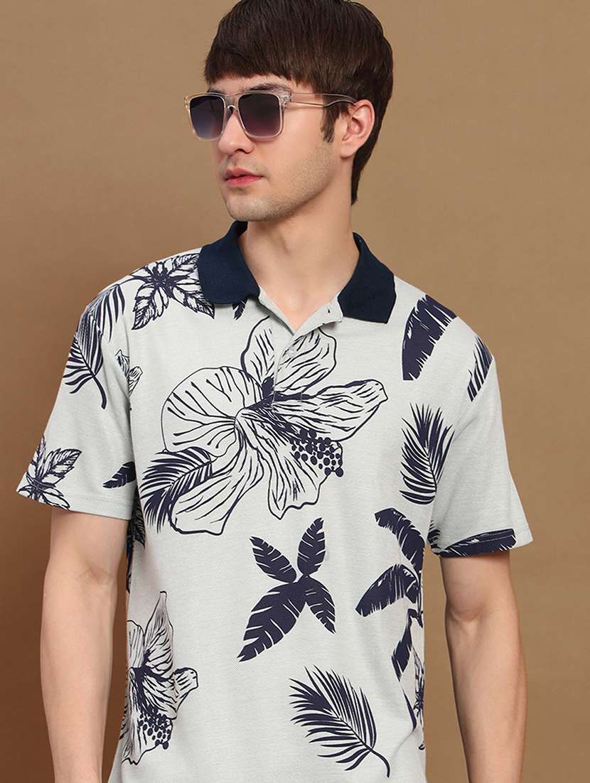 men floral short sleeve regular fit polo t-shirt