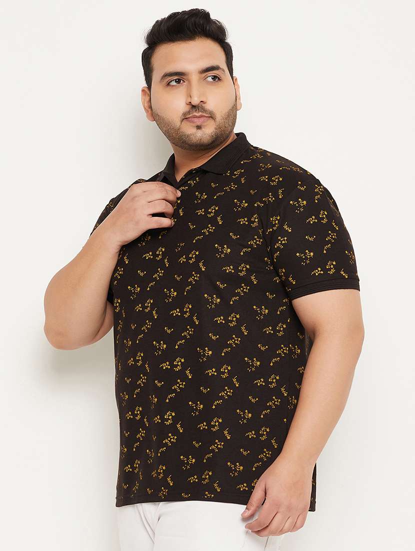 men plus size floral short sleeve regular fit polo t-shirt - 22358528 -  Standard Image - 1