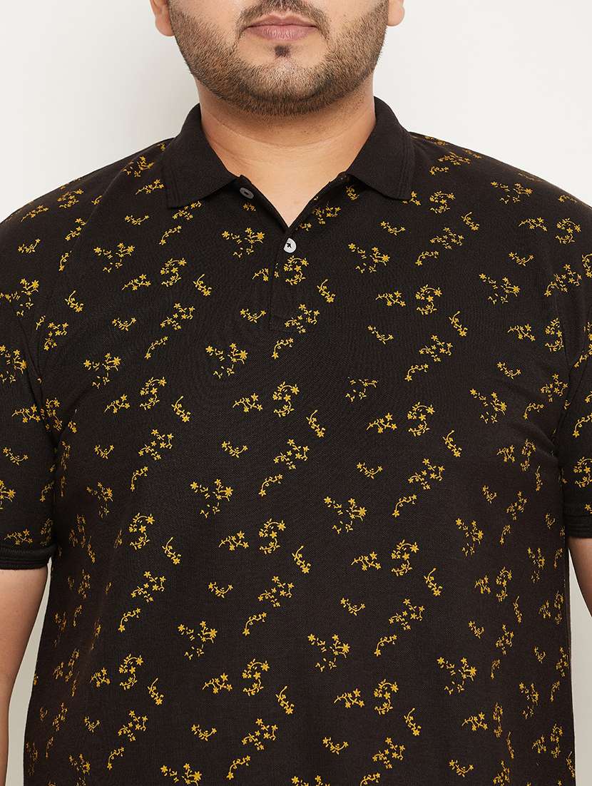 men plus size floral short sleeve regular fit polo t-shirt - 22358528 -  Standard Image - 4