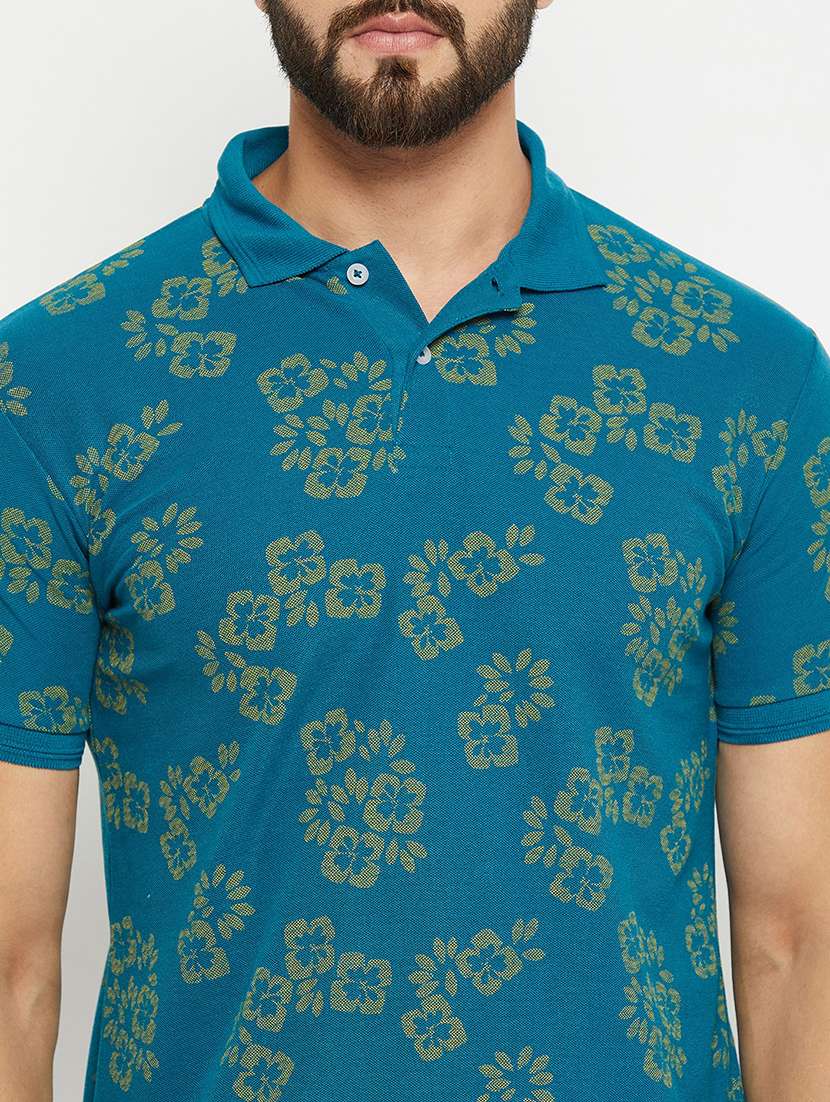 men floral short sleeve regular fit polo t-shirt - 22358541 -  Standard Image - 4
