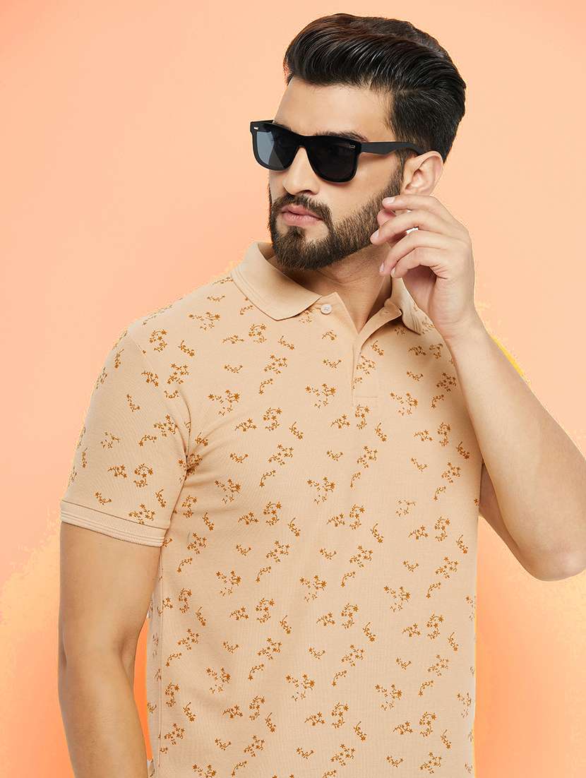 men floral short sleeve regular fit polo t-shirt