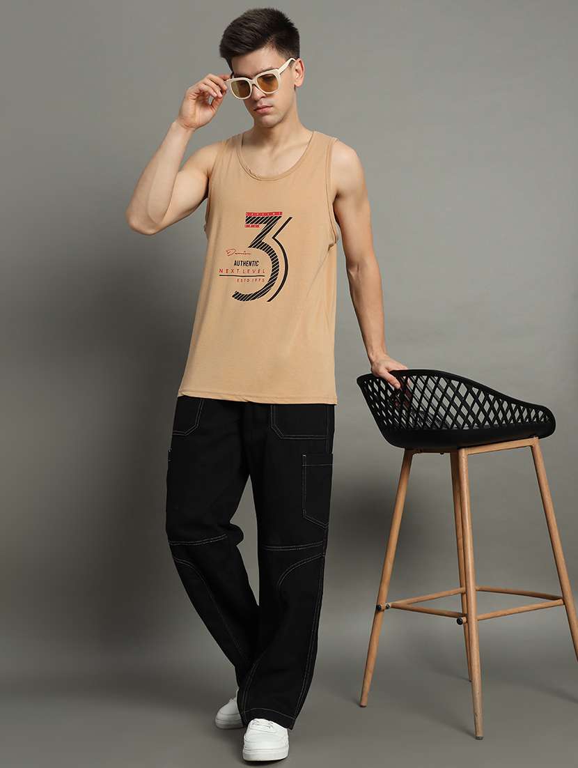 men typographic sleeveless regular fit t-shirt - 22358546 -  Standard Image - 4