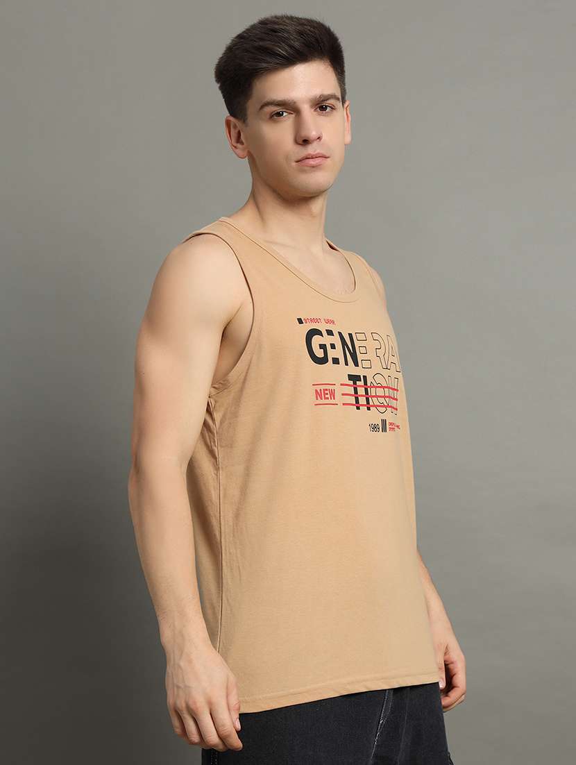 men typographic sleeveless regular fit t-shirt - 22358549 -  Standard Image - 1