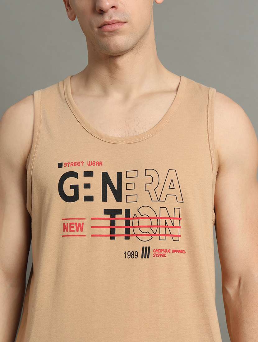 men typographic sleeveless regular fit t-shirt - 22358549 -  Standard Image - 4