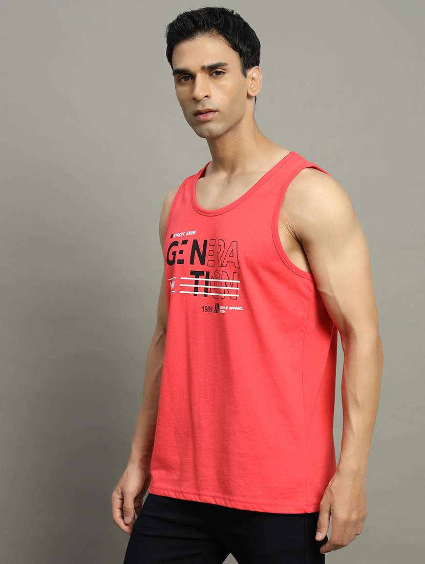 men typographic sleeveless regular fit t-shirt - 22358550 -  Standard Image - 1