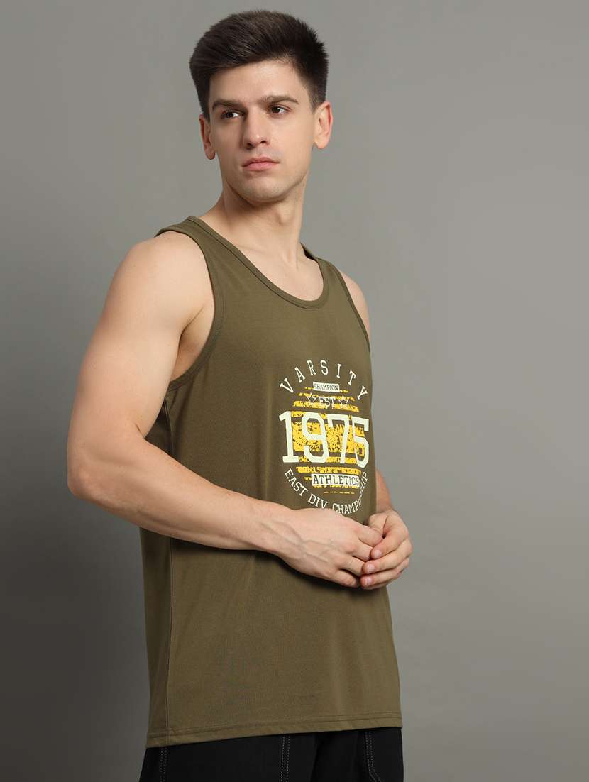men typographic sleeveless regular fit t-shirt - 22358551 -  Standard Image - 1