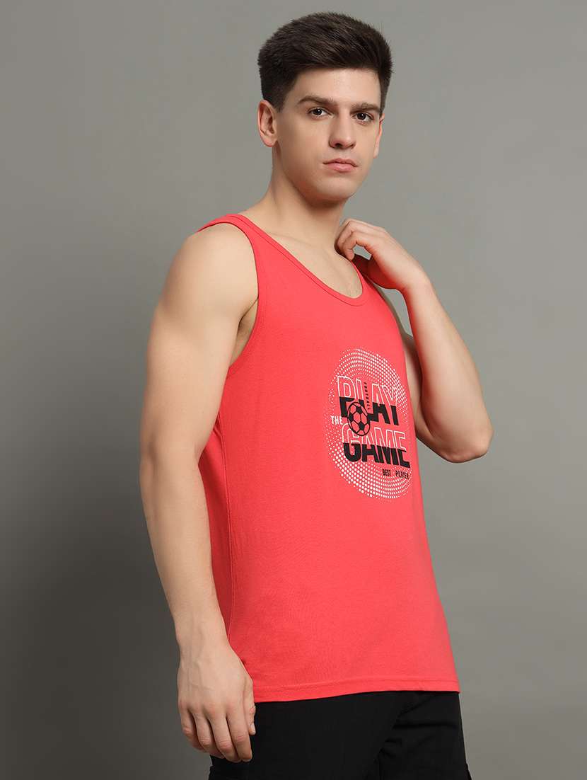 men typographic sleeveless regular fit t-shirt - 22358552 -  Standard Image - 1
