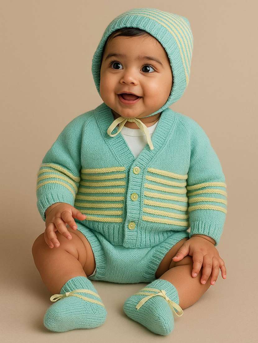 kids self designed sweater with woolen socks & cap - 22358586 -  Standard Image - 1