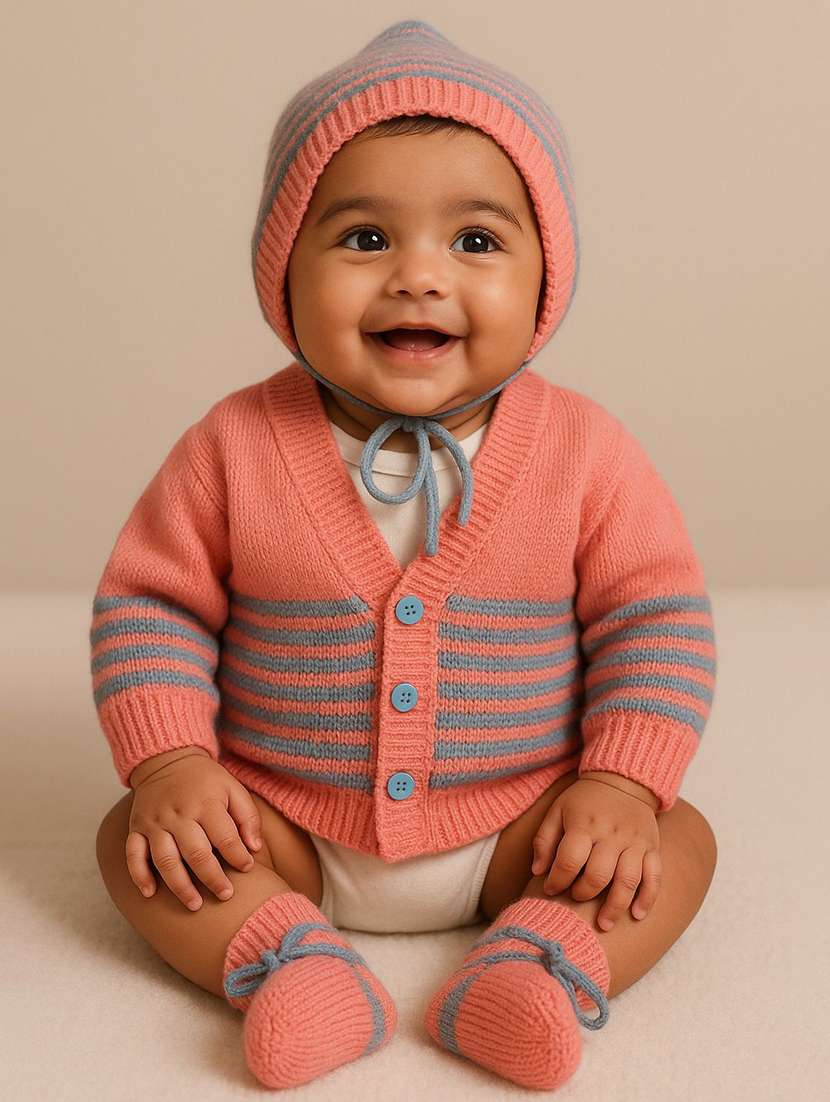 kids self designed sweater with woolen scoks & cap - 22358588 -  Standard Image - 1