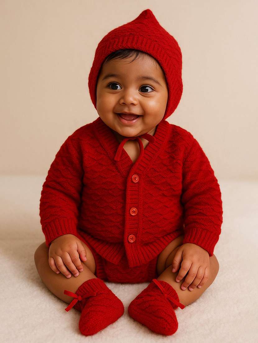 kids self designed sweater with woolen scoks & cap - 22358596 -  Standard Image - 1