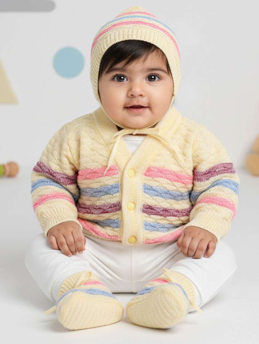 kids self designed sweater with woolen scoks & cap - 22358600 -  Standard Image - 1