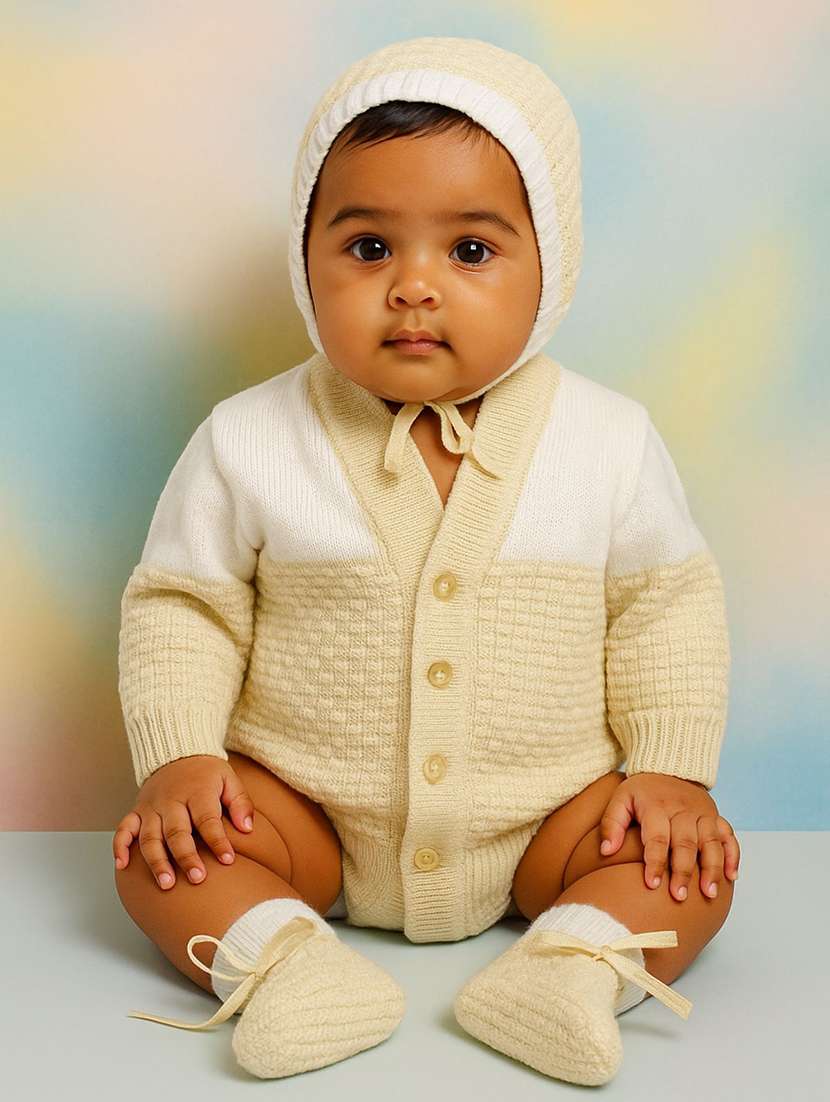 kids self designed sweater with woolen socks & cap - 22358601 -  Standard Image - 1