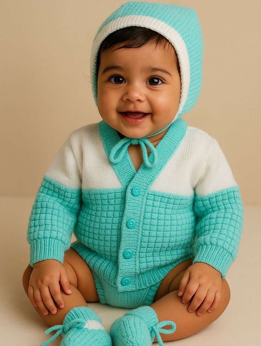 kids self designed sweater with woolen socks & cap - 22358602 -  Standard Image - 1