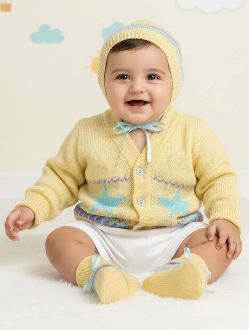 kids self designed sweater with woolen scoks & cap - 22358603 -  Standard Image - 1