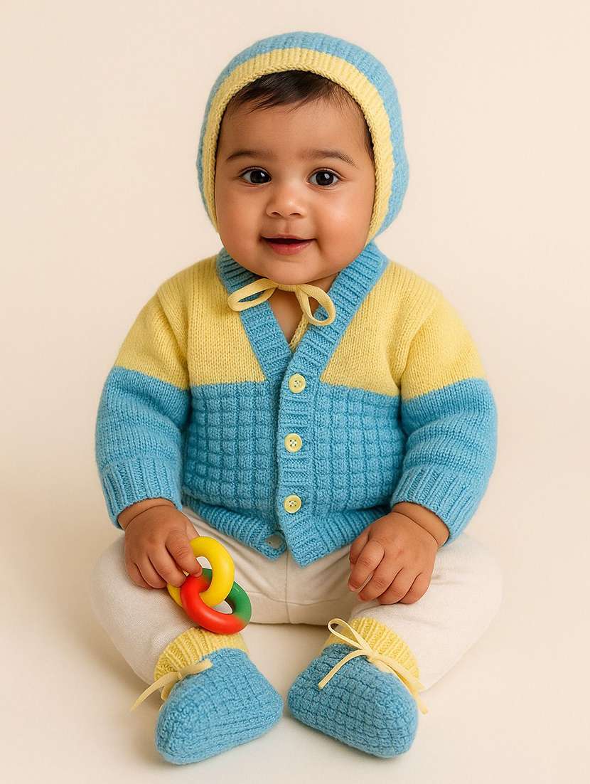 kids self designed sweater with woolen scoks & cap - 22358609 -  Standard Image - 1