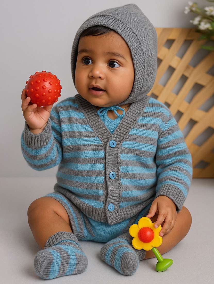 kids self designed sweater with woolen scoks & cap - 22358612 -  Standard Image - 1