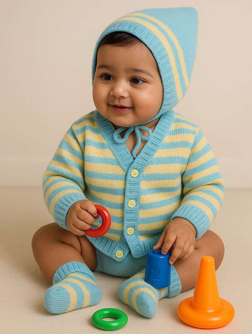 kids self designed sweater with woolen scoks & cap - 22358613 -  Standard Image - 1