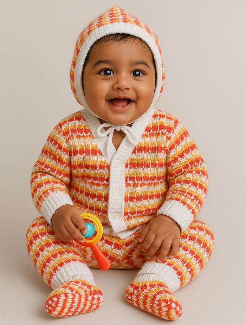 kids self designed sweater with woolen scoks & cap - 22358614 -  Standard Image - 1