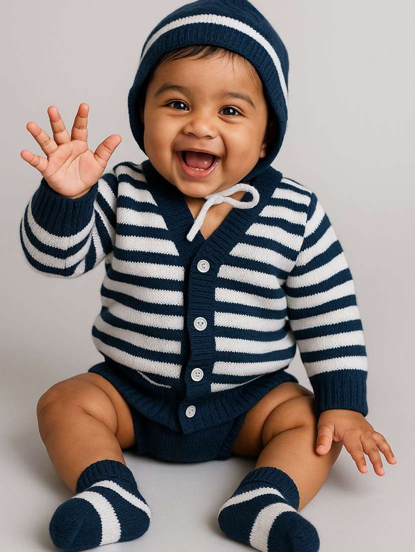 kids self designed sweater with woolen socks & cap - 22358617 -  Standard Image - 1