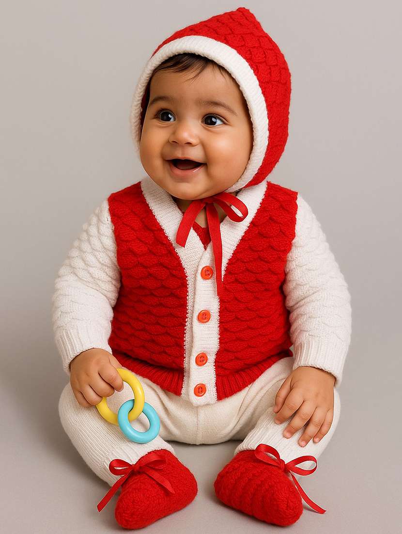 kids self designed sweater with woolen scoks & cap - 22358623 -  Standard Image - 1