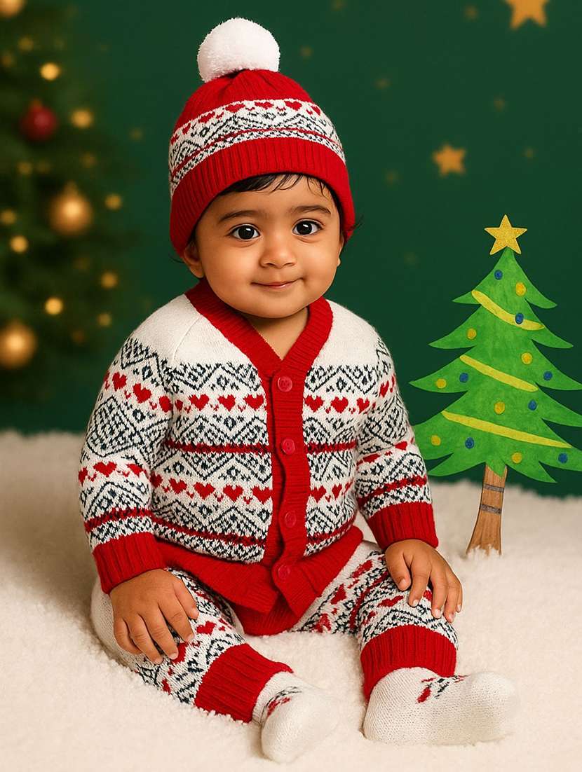 kids full length set with woolen cap and socks - 22358626 -  Standard Image - 1