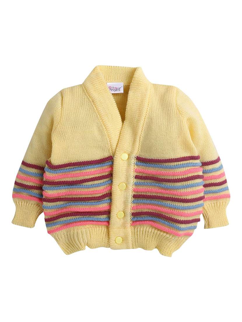 kids striped cardigan with woolen socks & cap - 22358634 -  Standard Image - 1