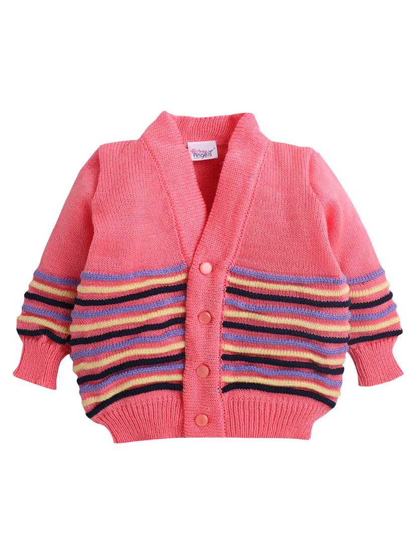 kids striped cardigan with woolen socks & cap - 22358644 -  Standard Image - 1