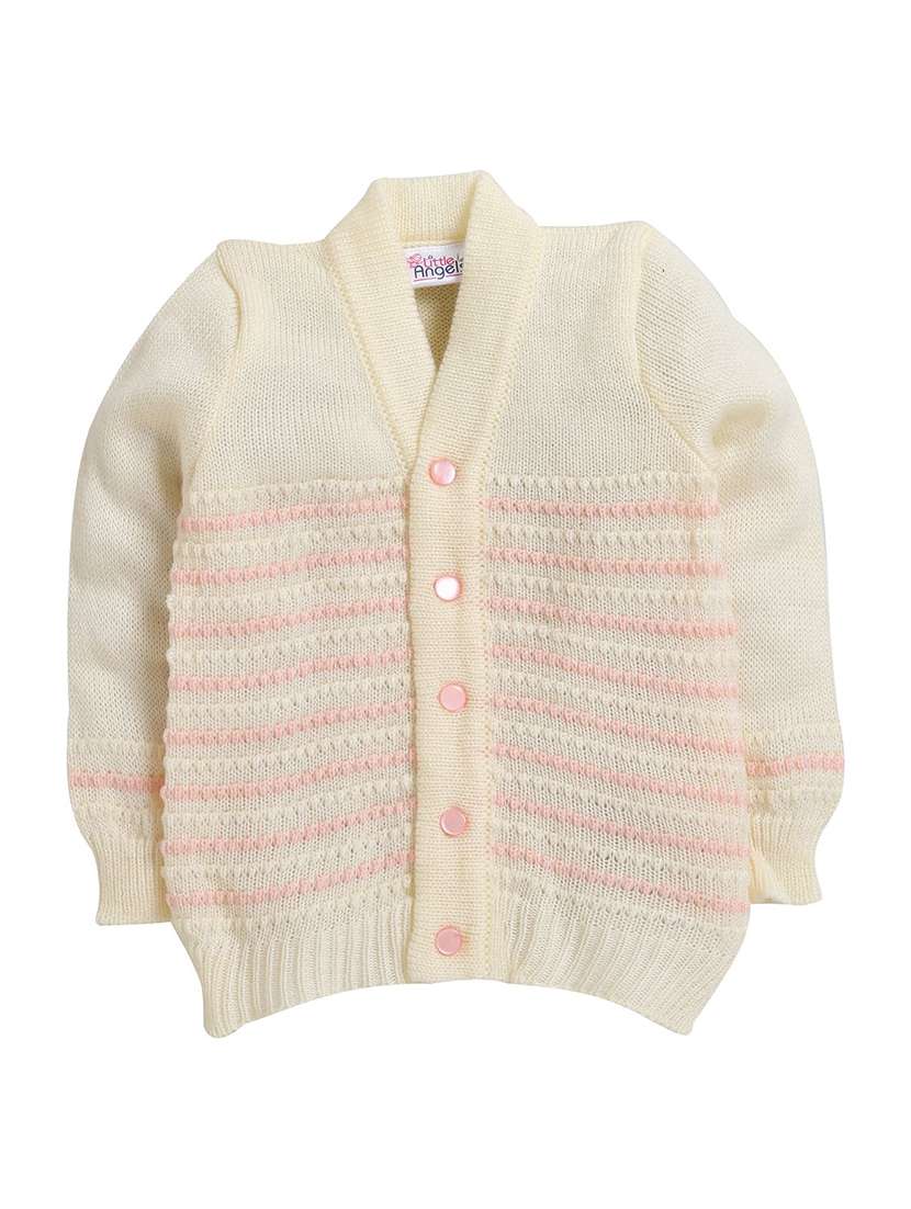 kids striped cardigan with woolen socks & cap - 22358650 -  Standard Image - 1