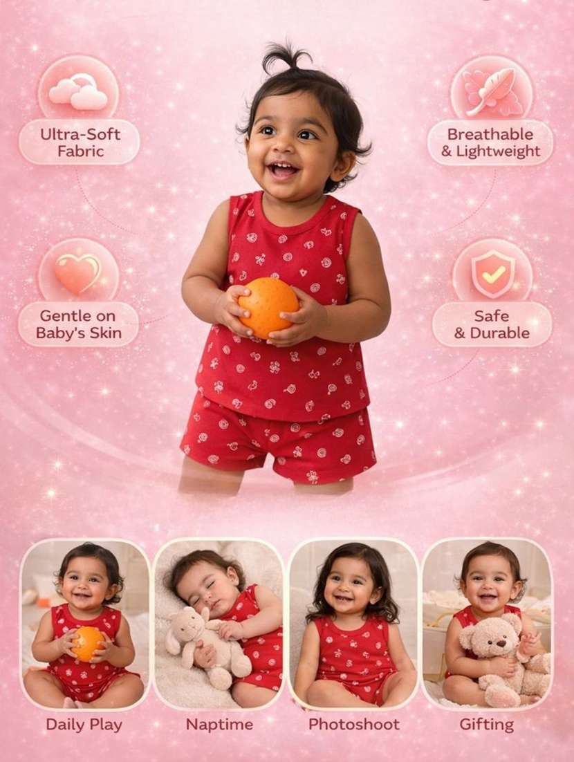 girls printed sleeveless shorts & top co-ord set - 22358662 -  Standard Image - 1