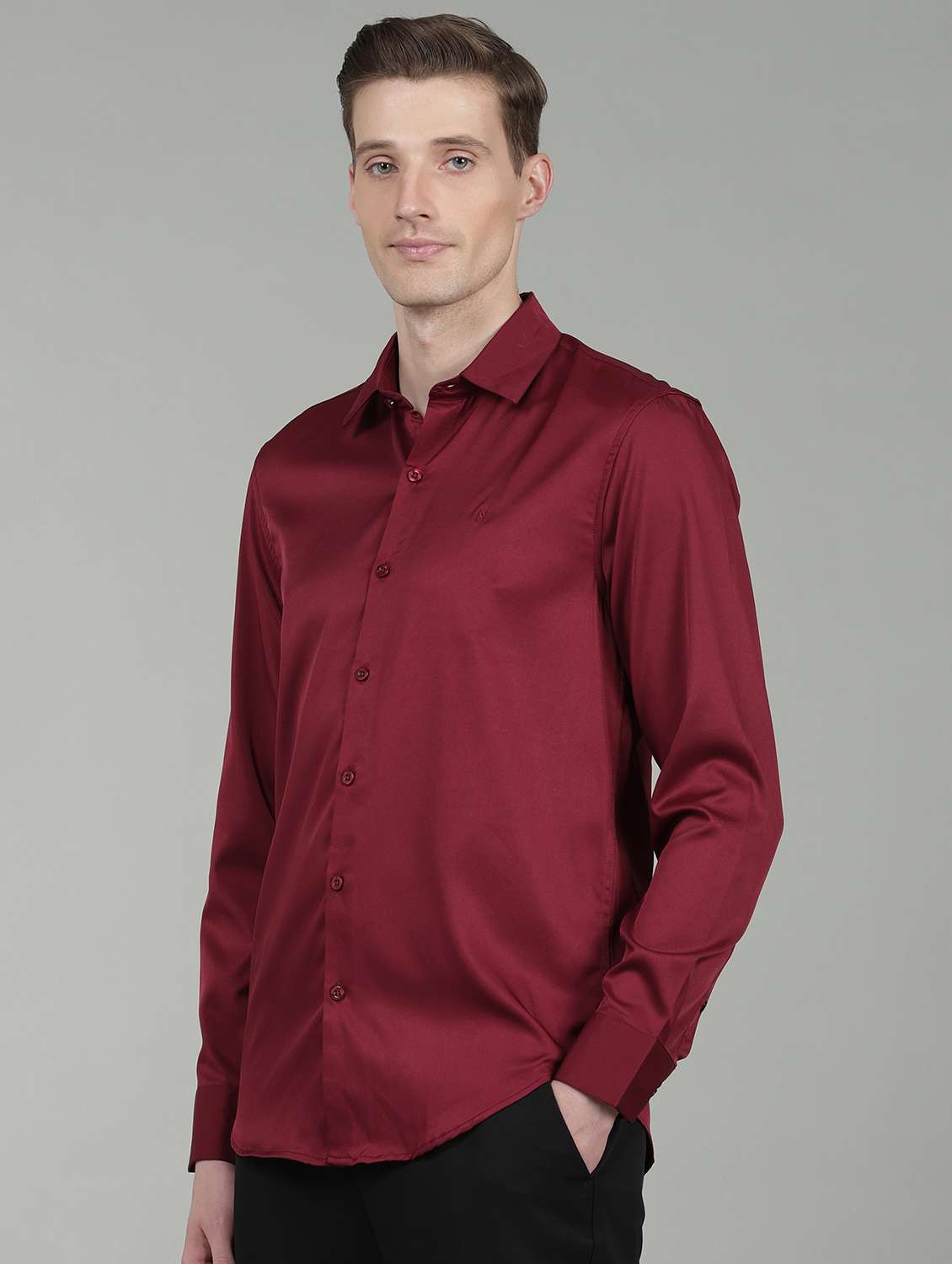 men solid long sleeve regular fit casual shirt - 22358670 -  Standard Image - 1